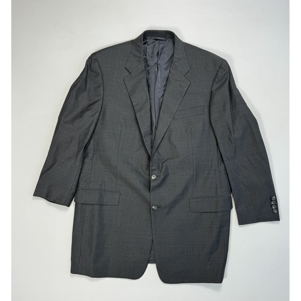 Hickey Freeman 43L Blazer Sport Coat Gray Loro Piana Tasmanian Wool Herringbone